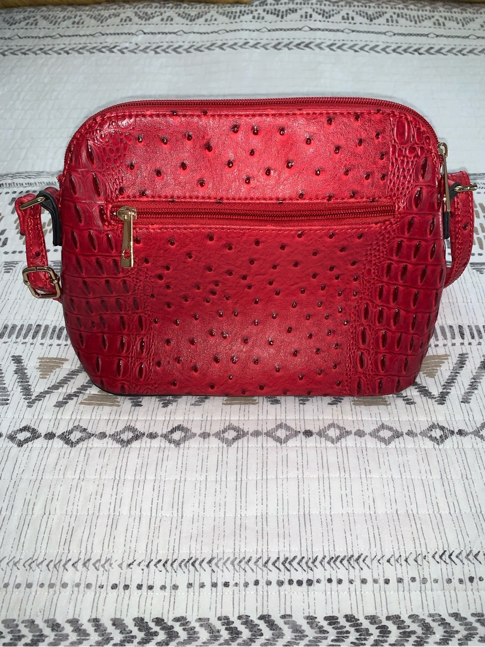 Chic Red Embossed Tassel Crossbody Bag - Picture 2 of 11